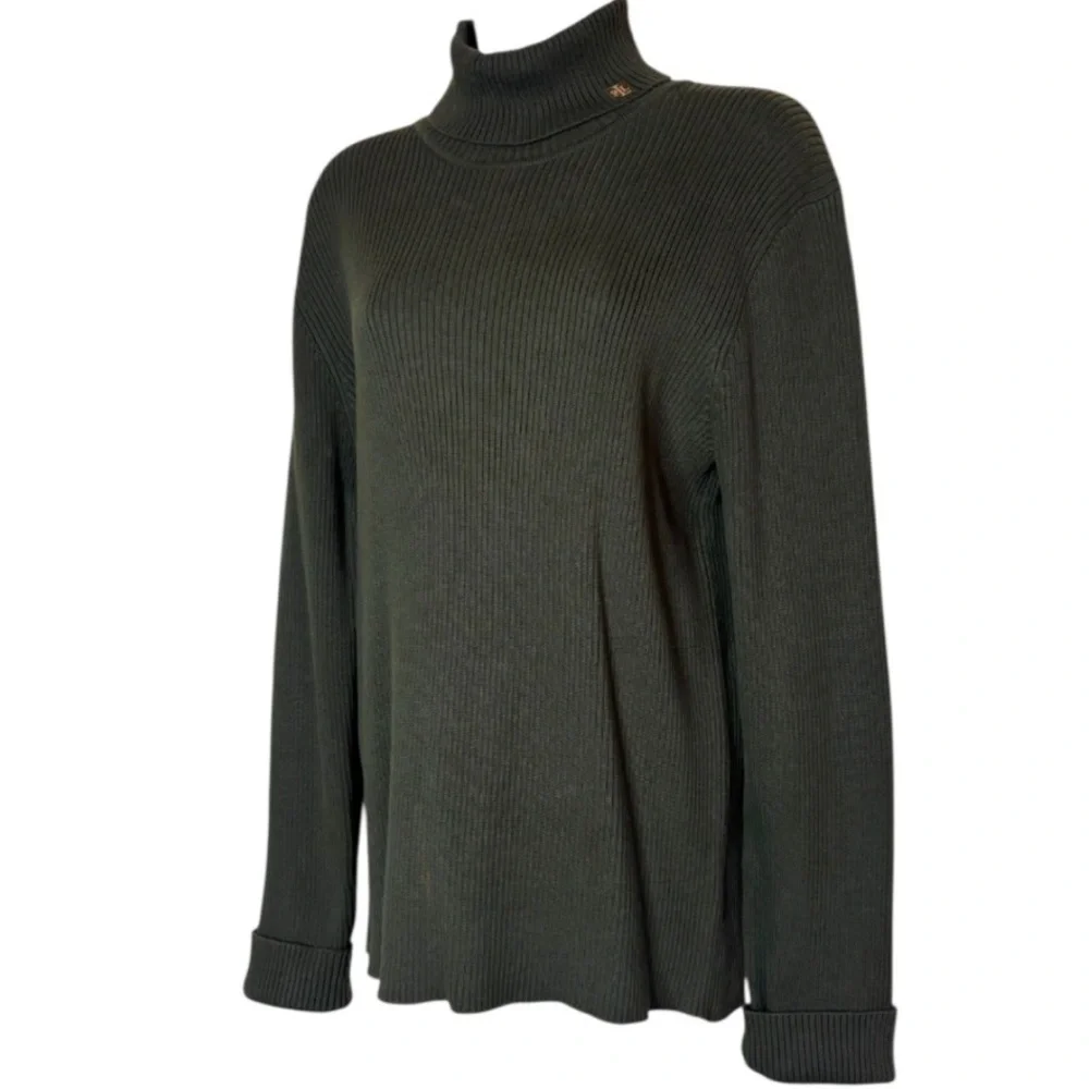 Ralph Lauren Ribbed Turtleneck Sweater Vintage 90s Y2K Olive Green Brown Size XL